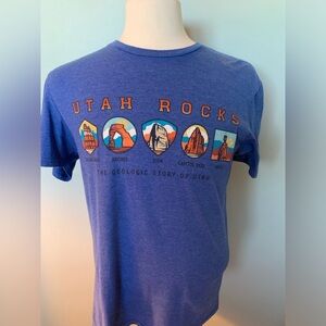 Bright blue Utah Rocks tee shirt. Size Large. Great for warm weather.